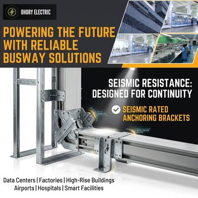 Seismic Zone 4 Rated Busway System 1250A-5000A Welded Bracing Frames for AI Data Center Riser Distribution